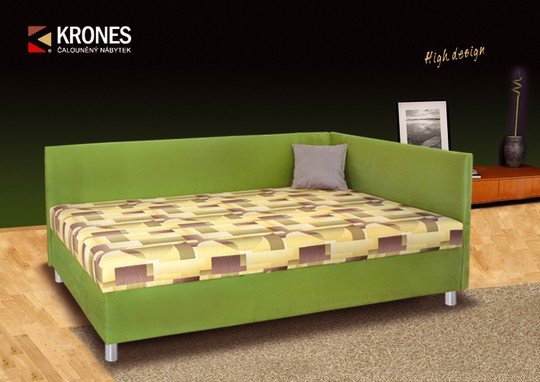zelena calounena postel